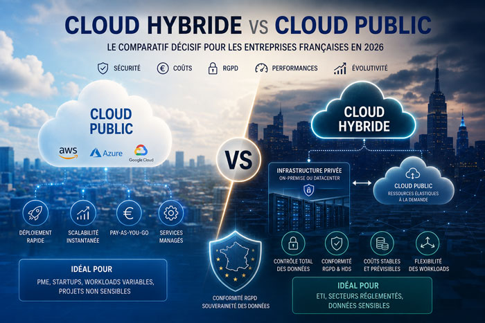 Cloud Hybride vs Cloud Public : Le Comparatif Décisif pour les Entreprises Françaises en 2026